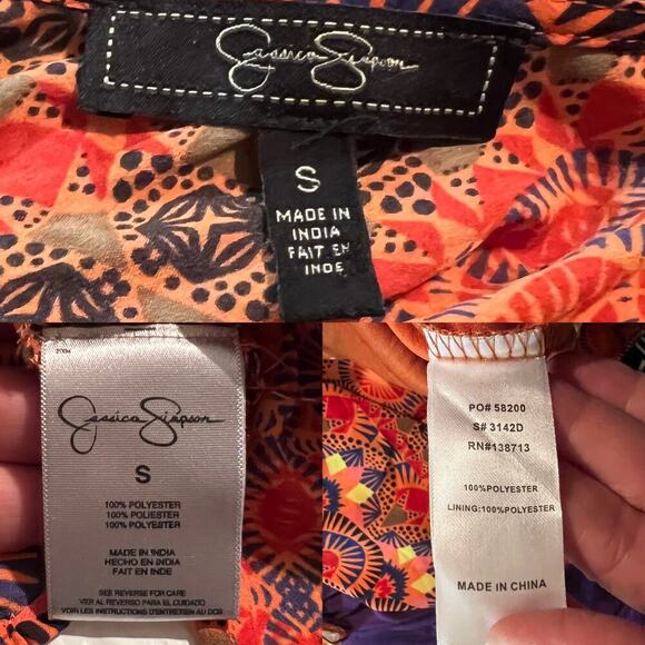 Jessica Simpson‎ “Ironic” Short Sleeved High-Low Top Orange S - Picture 3 of 11